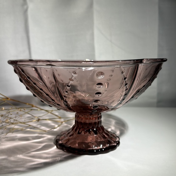 Unique MCM Style Lavender IKEA Compote Bowl w/Hobnail Pattern - Picture 3 of 9